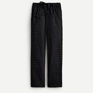 J.Crew Pull-On Easy Black Pant in Eyelet